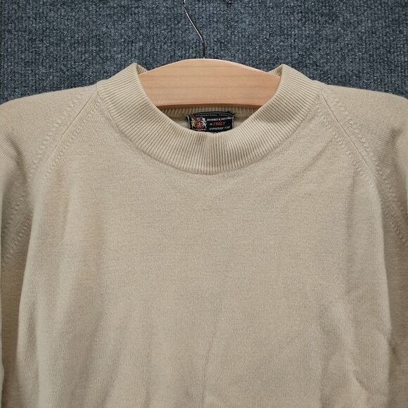 Wolf & Dessauer Men's Sweater Tan M High Neck Pullover Long Sleeve Knit Comfort - Picture 3 of 13